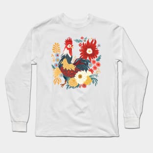 Folk Art Rooster Long Sleeve T-Shirt